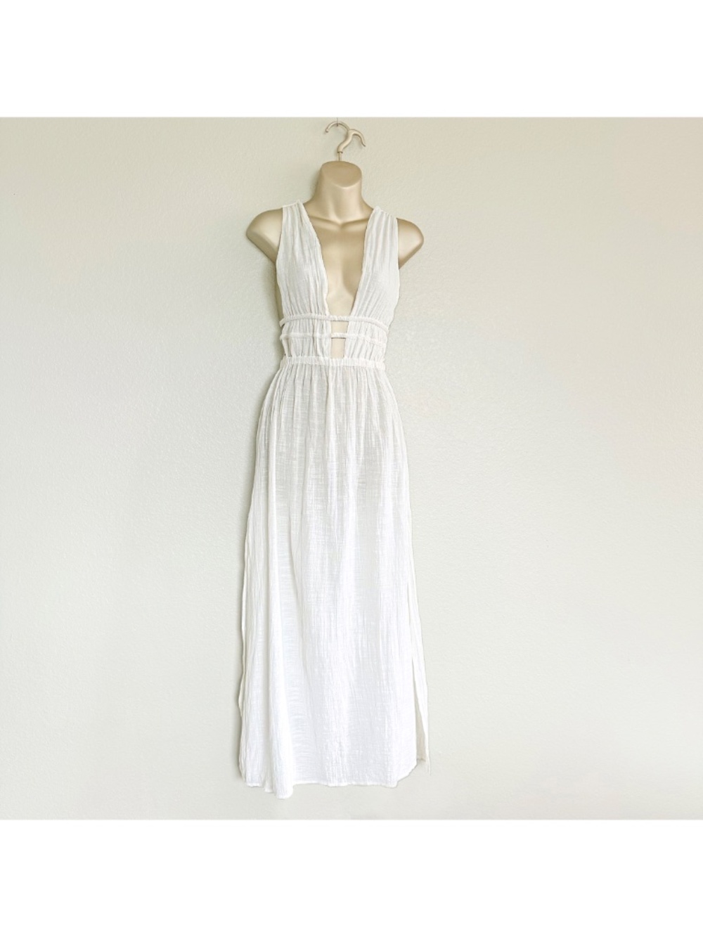 Ethereal White Gauzy Goddess Maxi Dress L*Space Kira Coverup Resortwear Sz S - Picture 6 of 15